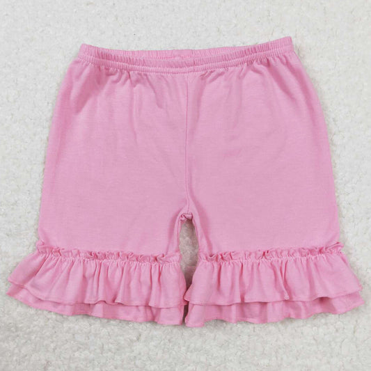 Baby Girls Shorts Summer Pink Cotton Double Ruffle Shorts SS0181