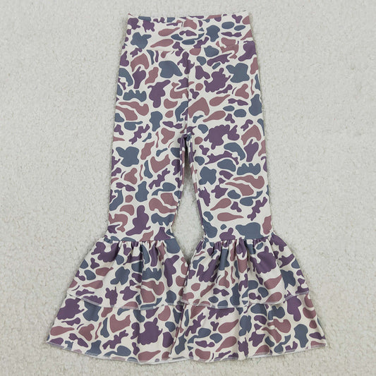 Baby Girls Pants Lavender Camo Yoga Active Ruffle Bell Bottom Pants P0891 12.3
