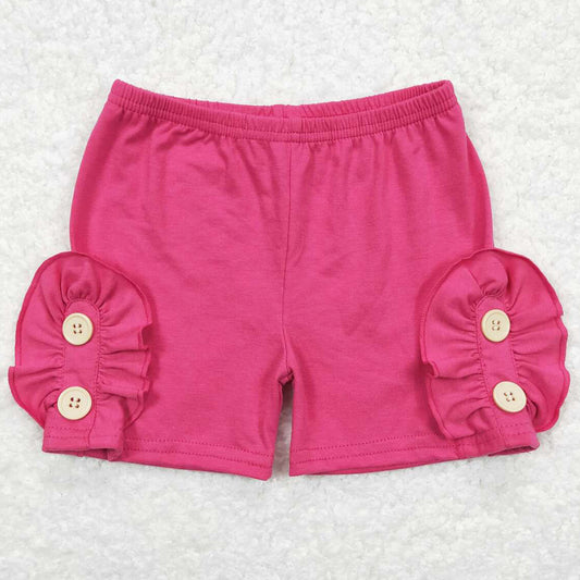 Baby Girls Shorts Summer Dark Pink Cotton Buttons Shorts SS0186