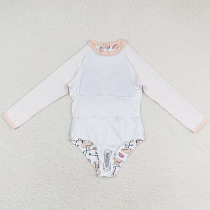 Baby Girls Swimsuits Flamingo Long Sleeve Pink Swimsuits S0245