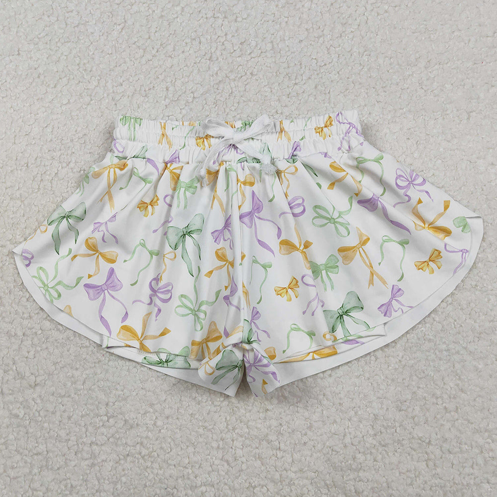 Baby Girls Shorts Mardi Gras Bows Yoga Active Shorts Bottoms SS0682 11.6