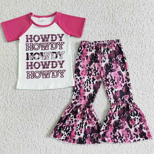 Hot Sale Toddler Girls Clothes Bell Bottom Outfits Western Style Boutique Girls Set GSPO0018