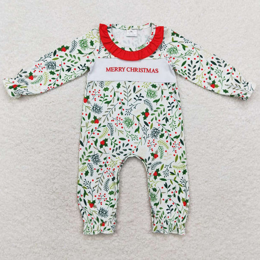 Baby Infant Girls Rompers Merry Chrsitmas Leaves Long Sleeve Rompers LR1176