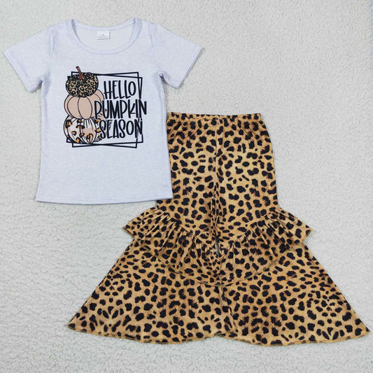 Pumpkin Baby Girls Clothes Leopard Bell Pants Halloween Sets GSPO0836