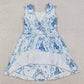 Baby Girls Dress Blue Bows Castles Checked Yoga Active Shorts Knee Length Dresses GSD3068 12.3