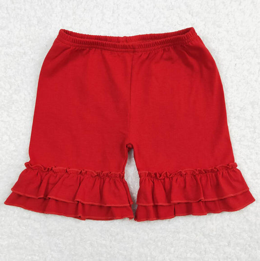 Baby Girls Shorts Summer Red Cotton Double Ruffle Shorts SS0184