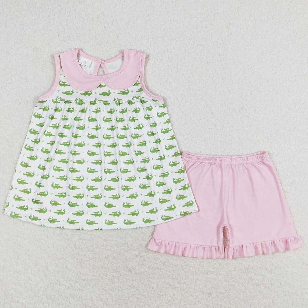 Baby Girls Clothes Crocodile Tunic Ruffle Shorts Summer Outfits GSSO0654