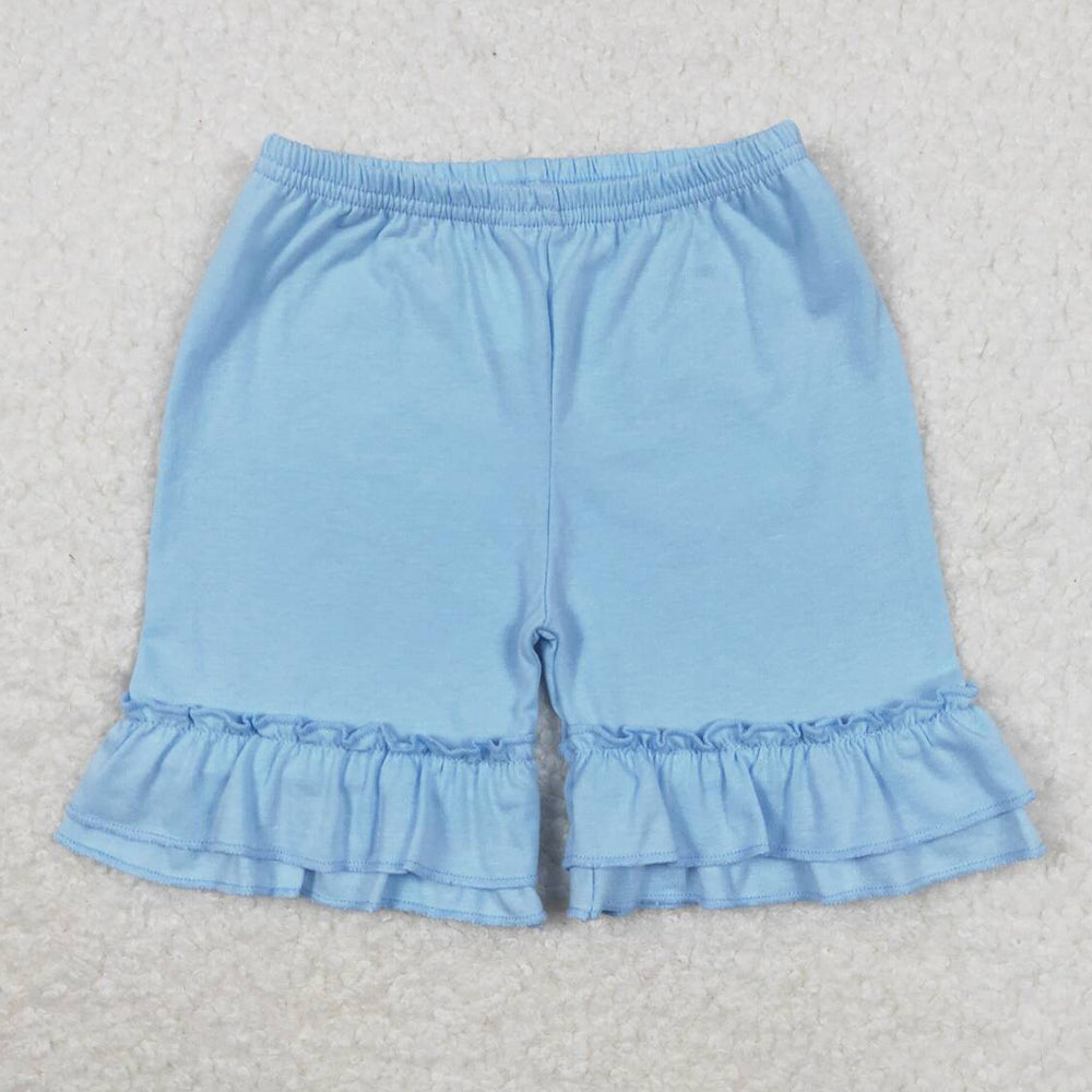 Baby Girls Shorts Summer Blue Cotton Double Ruffle Shorts SS0183