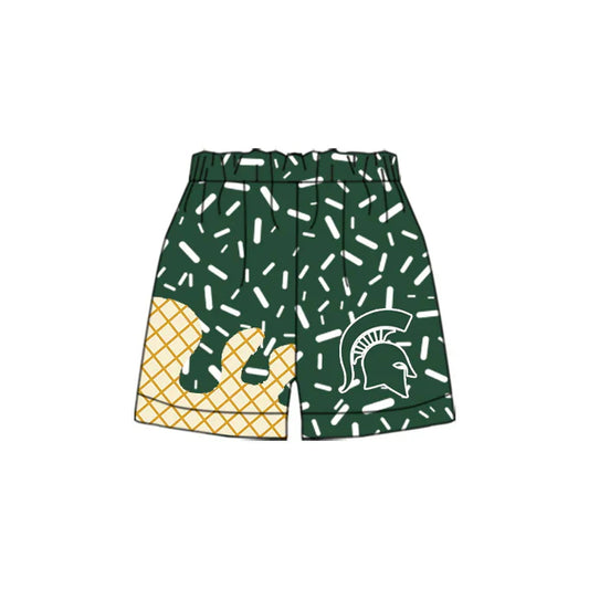 MOQ 5 M green white ice cream sprinkle kids boys team shorts 8.20