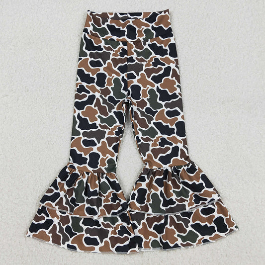 Baby Girls Southern Dark Brown Camo Yoga Active Ruffle Bell Bottom Pants P0887 12.3