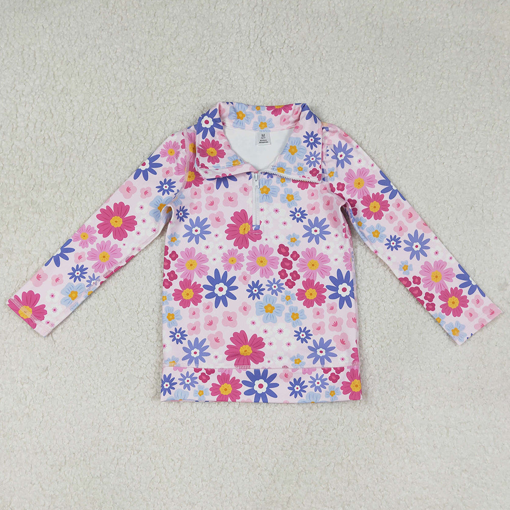 Baby Girls Clothes Pink Blue Daisy Flowers Yoga Active Zipper Pullovers Top GT1373 12.9