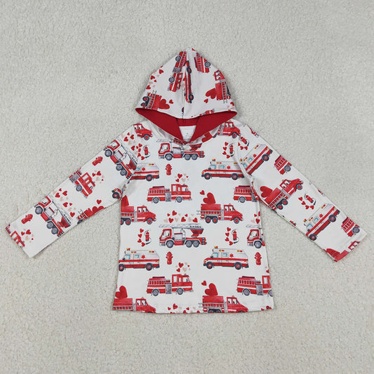 Baby Boys Clothes Hearts Fire Trucks Valentines Hoodies Top BT1512 12.3