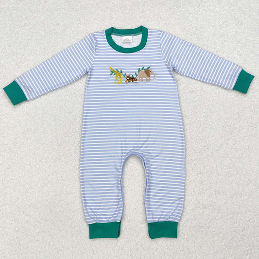 Baby Infant Boys Rompers Blue Stripes Animals Elephant Rompers LR1616