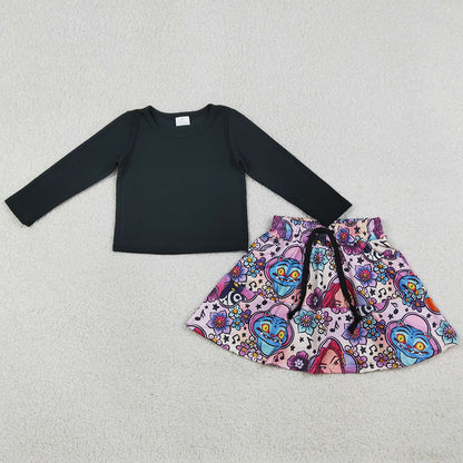 Baby Girls Clothes Black Shirt Top Demon Hunter Pockets Skirt Shorts Clothes Sets GLD1425 1.8
