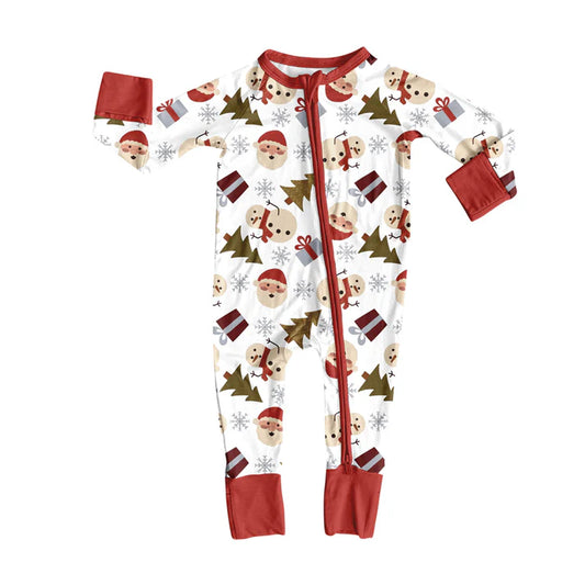 Preorder (moq 8)Baby Boys Snowmen Trees Christmas Zipper Footie Rompers 9.24