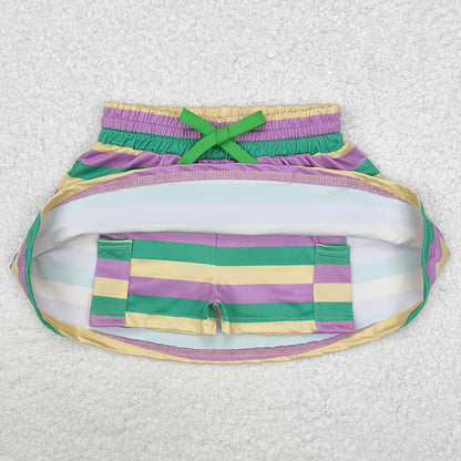 Baby Girls Skirt Mardi Gras Stripes Shorts Skirts GLK0037