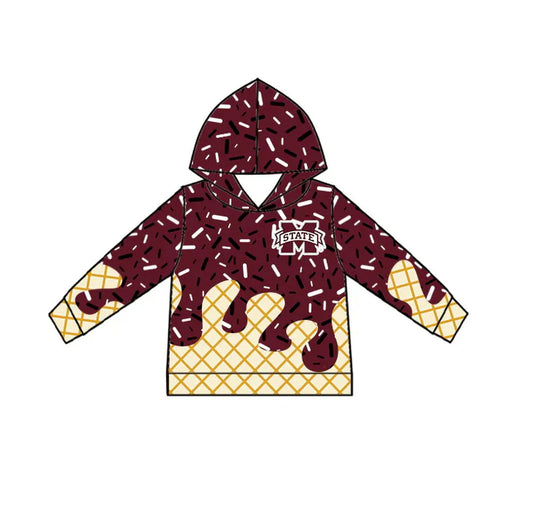 Preorder(moq 5) M maroon ice cream sprinkle toddler kids team hoodie 8.19