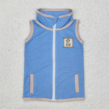 Baby Kids Clothes Christmas Dog Zip Pocket Vest Tops BT0860