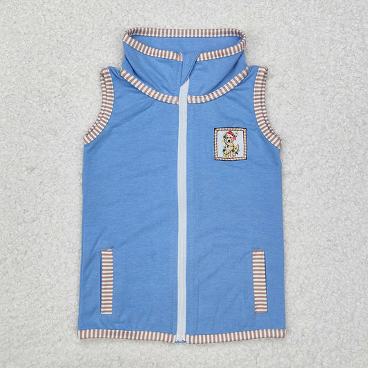 Baby Kids Clothes Christmas Dog Zip Pocket Vest Tops BT0860