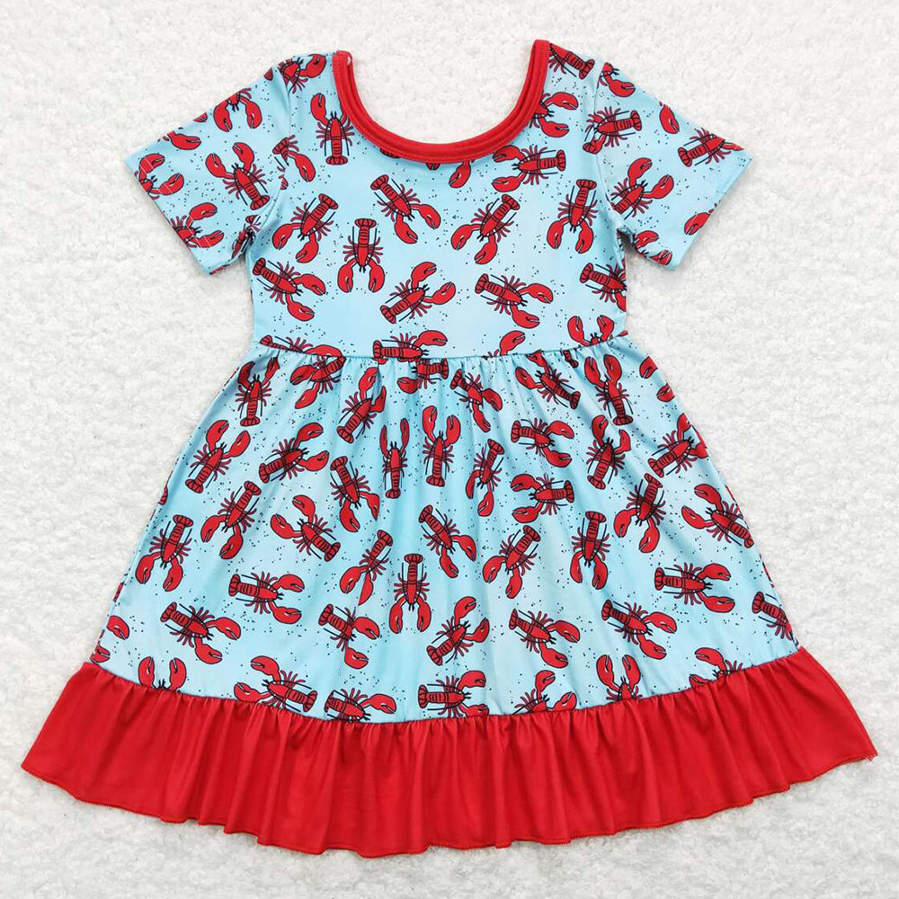 Lobster Crawfish Baby Girls Dress Short Sleeve Dresses GSD0486