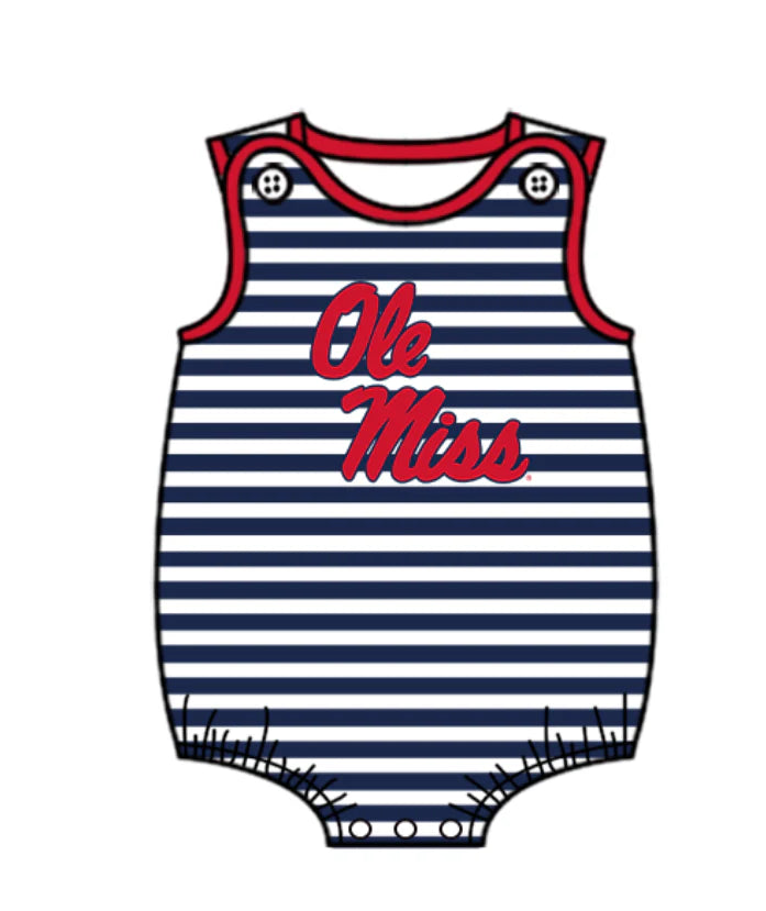 Preorder (moq 5)Baby Boys Black Stripe Ole Miss Team Rompers 12.24