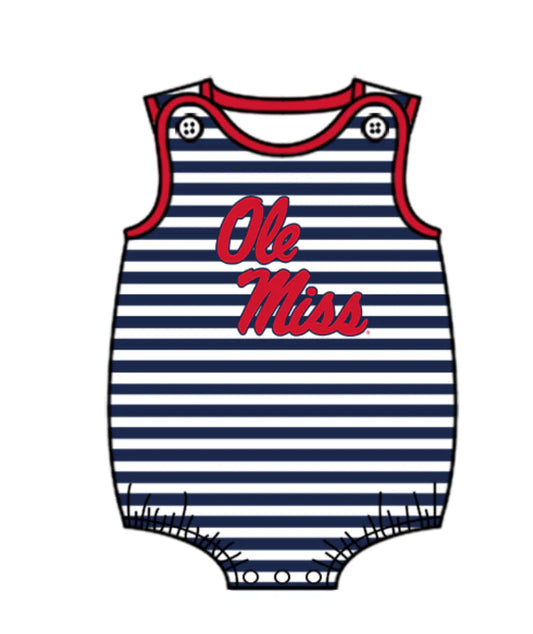 Preorder (moq 5)Baby Boys Black Stripe Ole Miss Team Rompers 12.24
