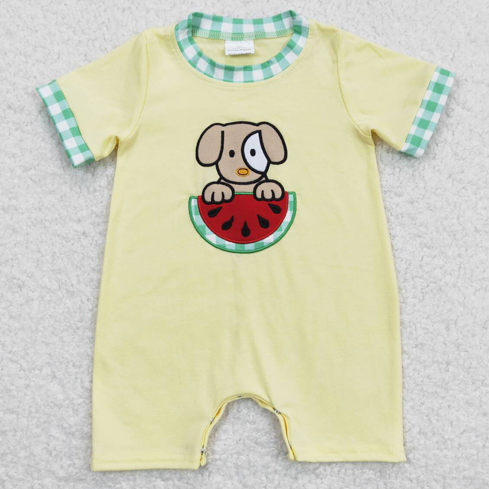 Baby Infant Girls Romper Dog Watermelon Flutter Sleeve Rompers SR0789