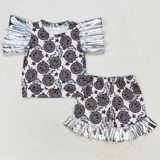 Baby Girls Clothes Leopard Flutter Tee Shirts Ruffle Shorts Sets GSSO0521