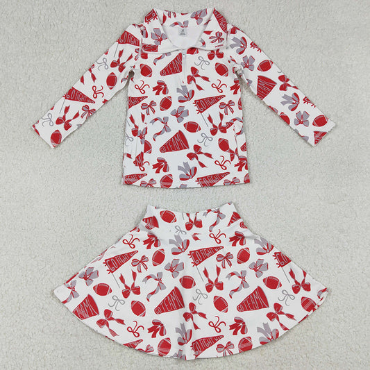 Baby Girls Clothes Red Bows Go Team Zipper Pullovers Skirts Short Yoga Active Clothes Set GLD1286 12.20