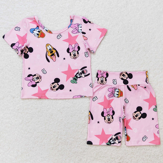 Baby Girls Clothes Pink Cartoon Duck Shirt Shorts Pajamas Clothes Sets GSSO1279