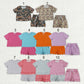 Sibling Baby Girls Short Sleeve Shirts Top Pockets Short Scallop Clothes Sets