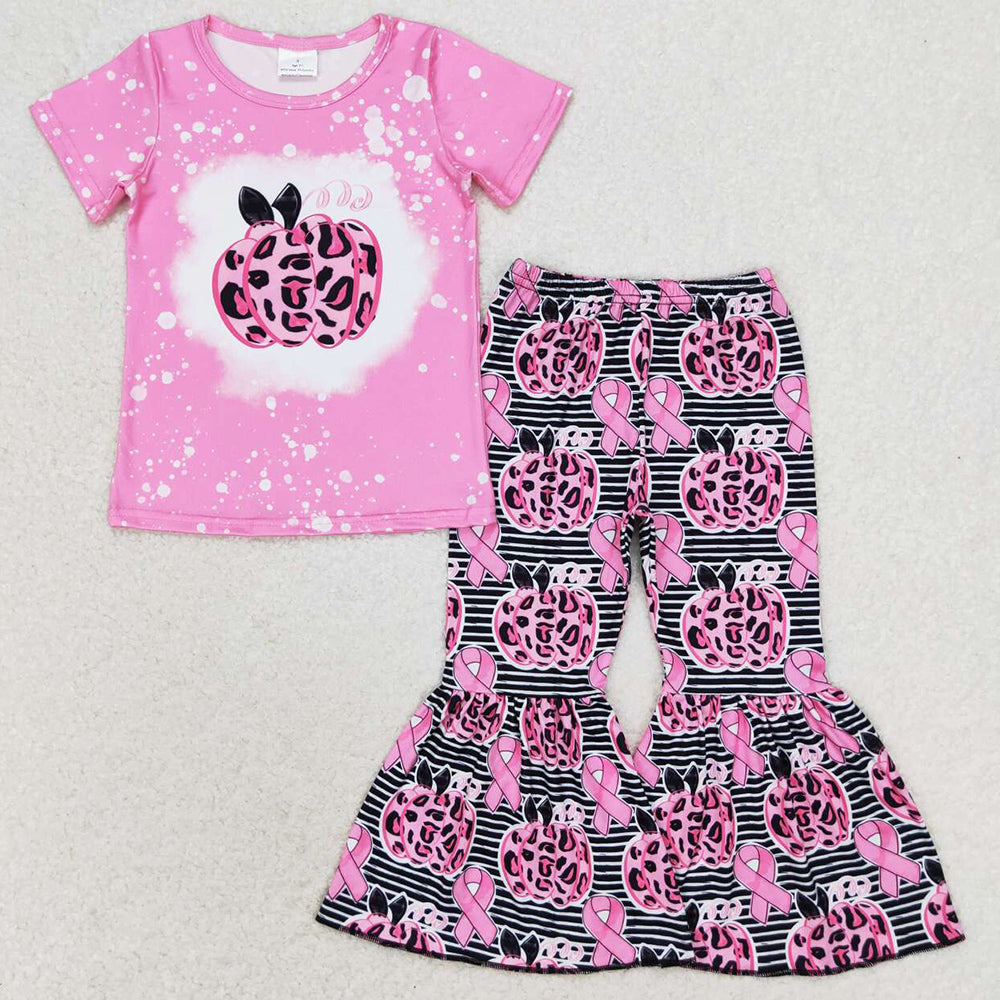 Baby Girls Clothes Pink Pumpkin October Shirt Bell Pants Sets GSPO1592