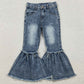 Baby Girls Jeans Navy Bleached Denim Flare Pants Jeans P0676 11.1