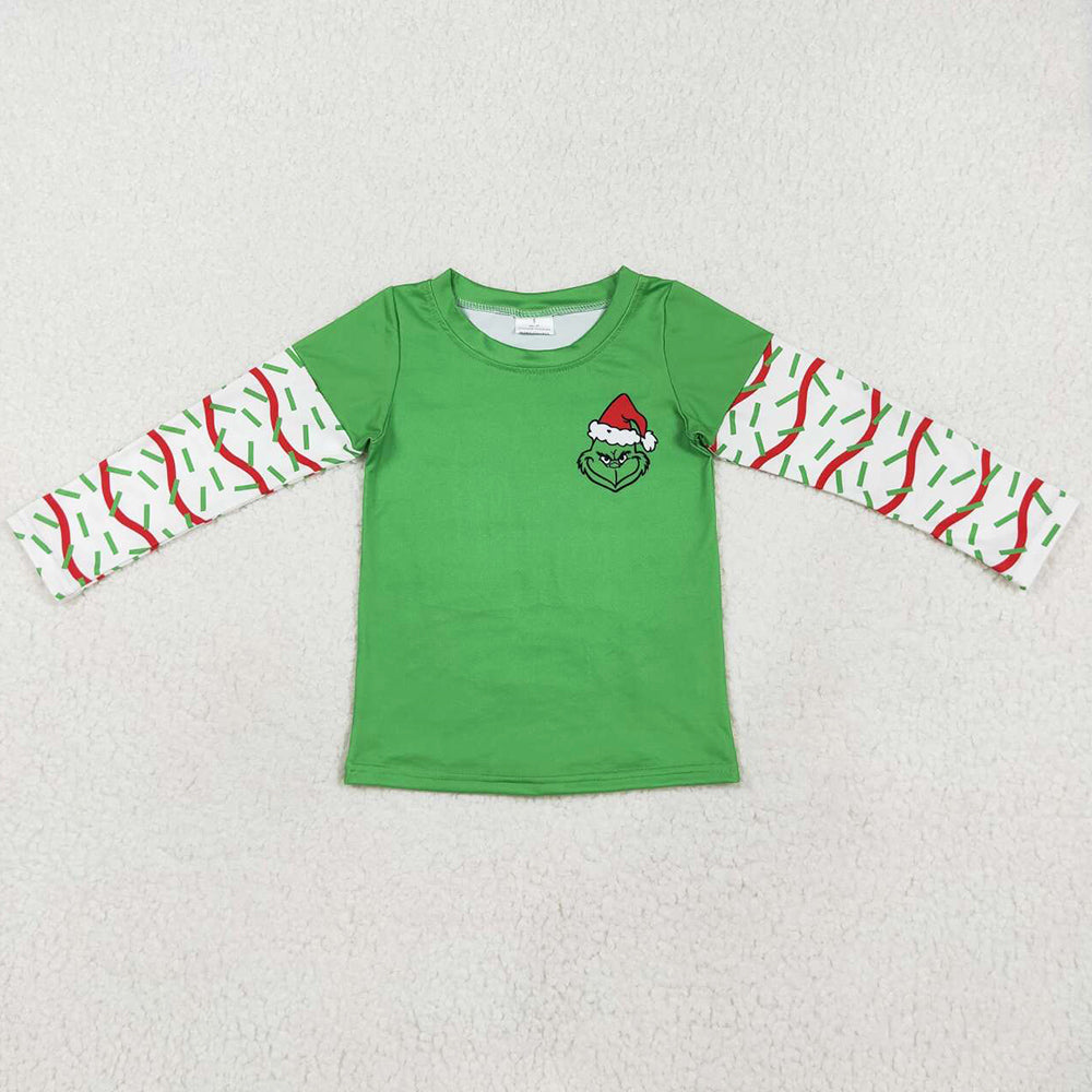 Baby Boys T-shirts Christmas Green Long Sleeve Tee Shirts Tops BT0770