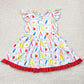 Baby Girls Dress Back to School Flutter Sleeves Colorful Pencils Apples Knee Length Dresses GSD2258 4.28