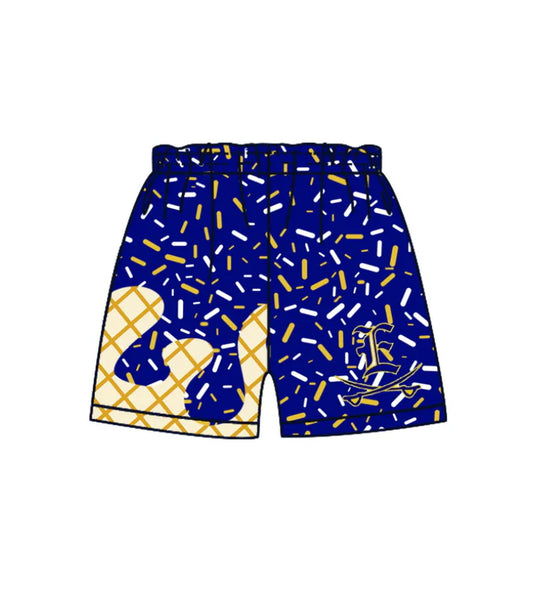 MOQ 5 pcs white blue ice cream sprinkle boys team shorts 8.20