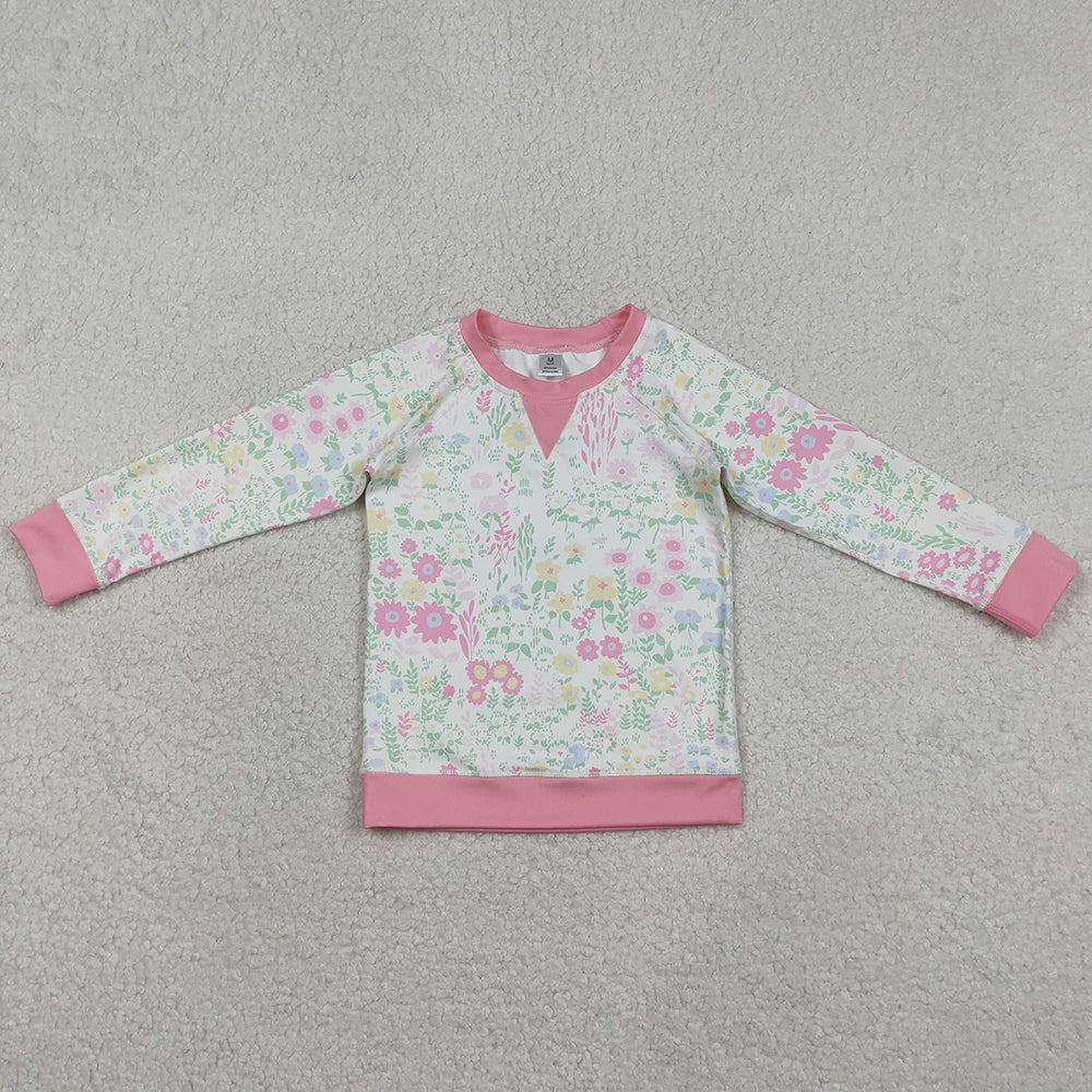 Baby Girls Clothes Pink Flowers Long Sleeve Yoga Active Tee Shirts Top GT1299 1.1