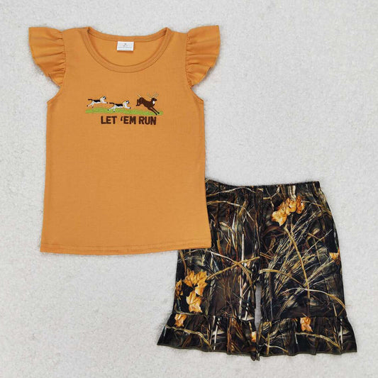 Baby Boys Clothes Deer Dog Short Sleeve Tee Shirt Top Camo Shorts Sets BSSO0924