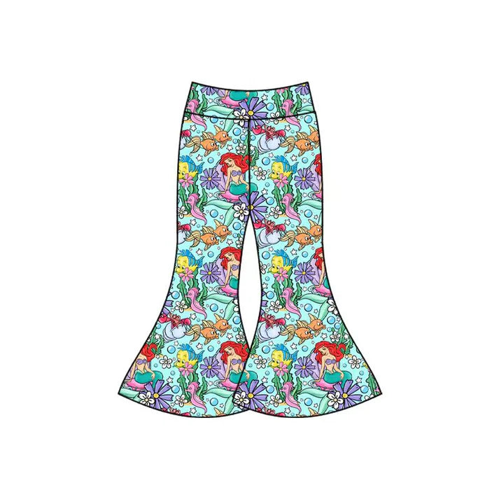 Preorder(moq 5) Baby Girls Cartoon Fishes Mermaid Bell Bottom Pants Bottom 12.26
