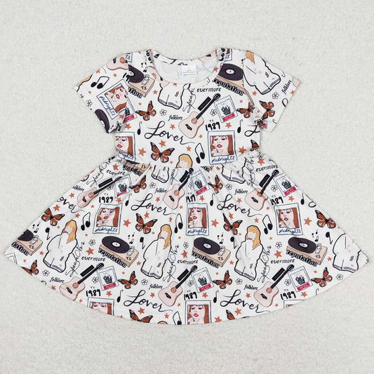 Baby Girls Dress Butterfly Short Sleeve Knee Length Dresses GSD0980