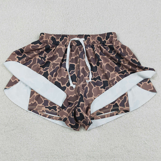 Adult Women Shorts Southern Brown Camo Yoga Active Ruffle Shorts Bottom SS0767 1.2