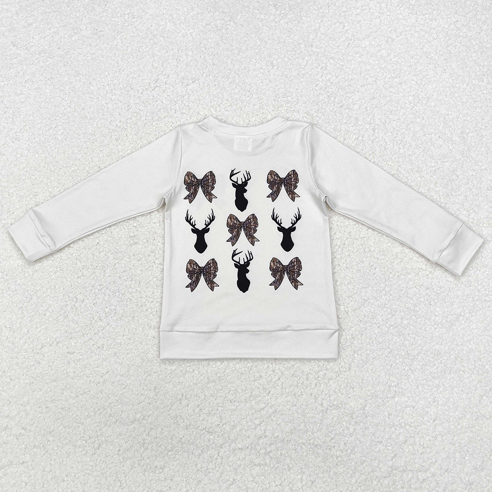 Baby Girls T-shirts Bows Deers Hunting Long Sleeve Tops GT0760