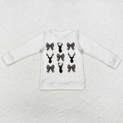 Baby Girls T-shirts Bows Deers Hunting Long Sleeve Tops GT0760
