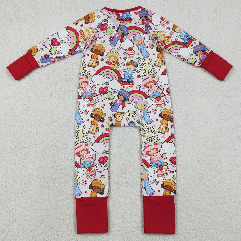 Baby Girls Rompers Strawberry Flowers Two Way Zip Convertible Rompers LR2852 12.9