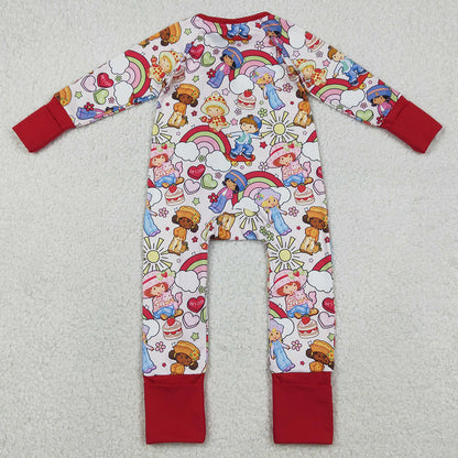 Baby Girls Rompers Strawberry Flowers Two Way Zip Convertible Rompers LR2852 12.9