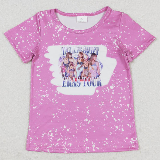 Baby Girls Clothes Pink Bleached Eras Short Sleeve Tee Shirts Tops GT0539