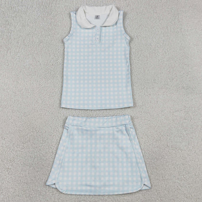 Baby Girls Clothes Checked Button Collar Top Skirt Shorts Yoga Active Clothes Sets GSD3375 1.8