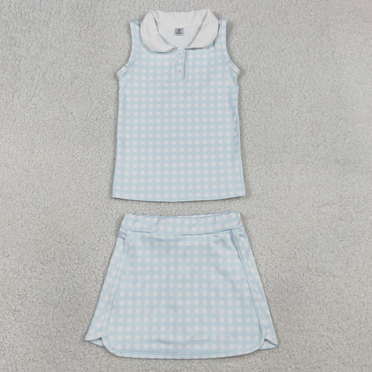 Baby Girls Clothes Checked Button Collar Top Skirt Shorts Yoga Active Clothes Sets GSD3375 1.8