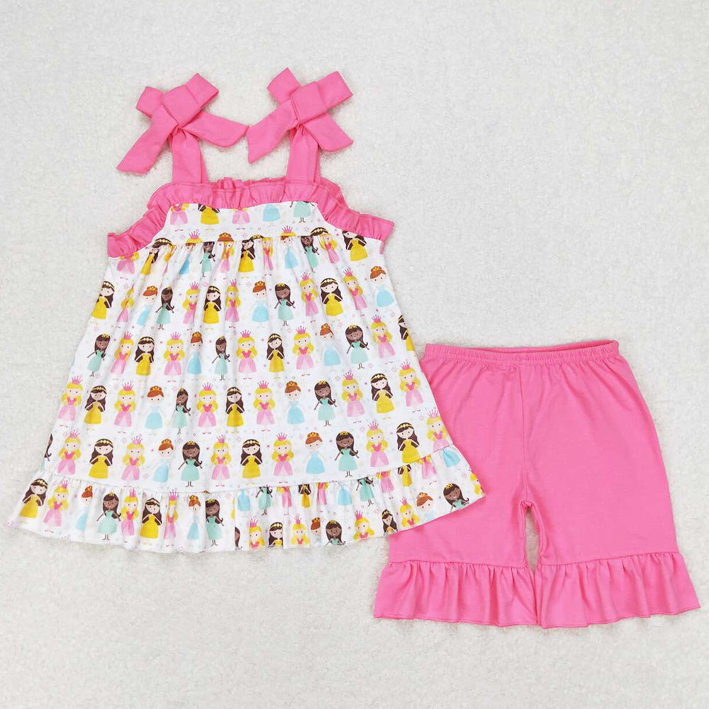 Baby Girls Clothes Straps Tunic Top Ruffle Shorts Sets GSSO1045