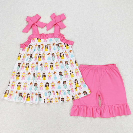 Baby Girls Clothes Straps Tunic Top Ruffle Shorts Sets GSSO1045